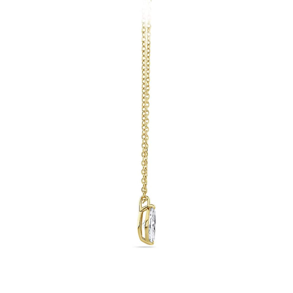 0.25 Carat Marquise Cut Diamond Pendant in 18ct Yellow Gold — This close-up highlights the marquise-cut diamond's elongated silhouette and claw setting in 18ct yellow gold. The diamond's G-H colour and SI2 clarity are showcased through its natural brilliance.