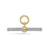 Front-on view of the Hardy Brothers 0.89 Carat TW Diamond T-Bar Pendant in 18ct Yellow Gold, reference 9NTBARB, measuring 32mm in length. The pendant features 116 pavé-set round brilliant natural diamonds across a classic T-bar design.
