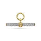 Front-on view of the Hardy Brothers 0.89 Carat TW Diamond T-Bar Pendant in 18ct Yellow Gold, reference 9NTBARB, measuring 32mm in length. The pendant features 116 pavé-set round brilliant natural diamonds across a classic T-bar design.