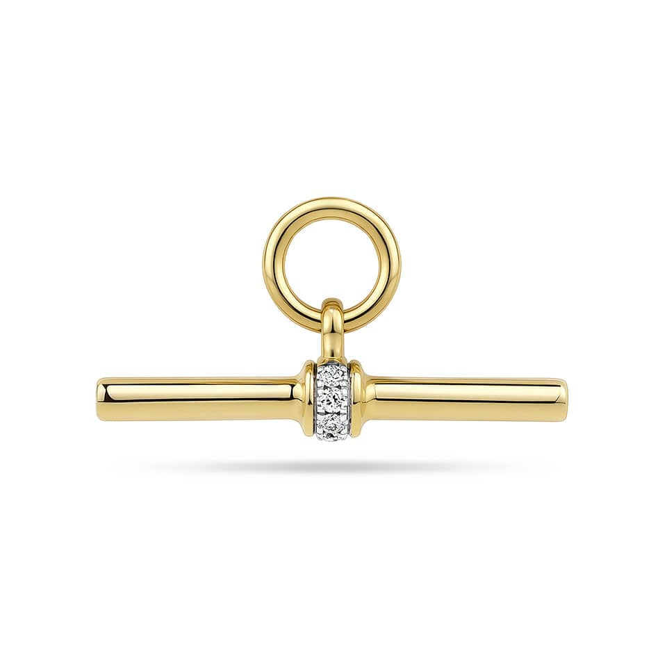 Gold T Bar pendant with Diamond Detailing