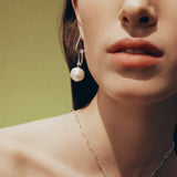 Paperclip Baroque South Sea Pearl Drop Earrings in Silver