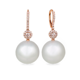 Australian South Sea Pearl and Pink Diamond Earrings in 18ct Rose Gold