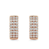 Quintessential 0.50 Carat TW Diamond Huggie Hoop Earrings in 18ct rose gold from Hardy Brothers Jewellers, shown front-on as a pair with their three rows of round brilliant cut diamonds.