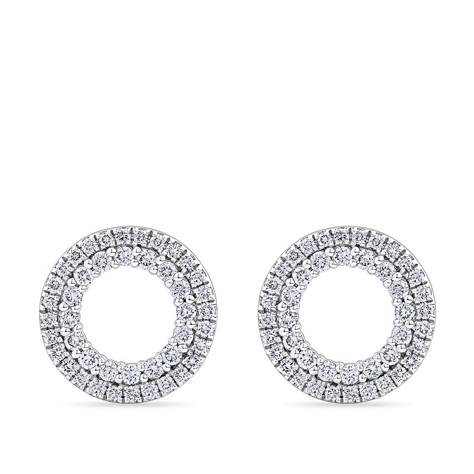 0.46 Carat Diamond Circle Earrings in 18ct White Gold