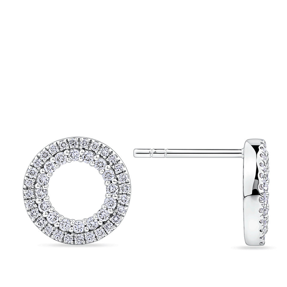 0.46 Carat Diamond Circle Earrings in 18ct White Gold
