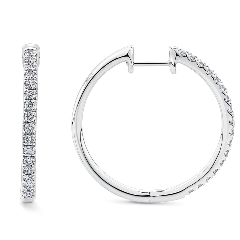 Quintessential 0.50 Carat Diamond Hoop Earrings in 18ct White Gold