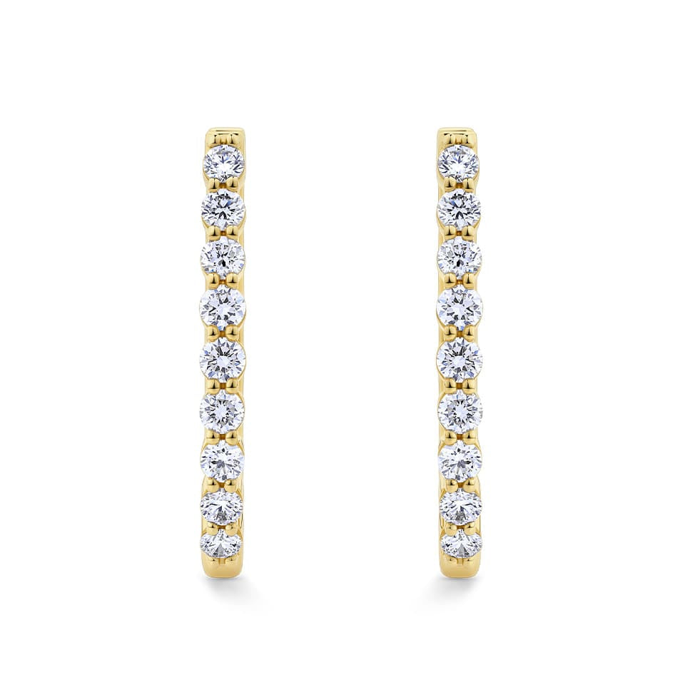 Quintessential 1.00 Carat Oval Diamond Hoop Earrings in 18ct Yellow Gold