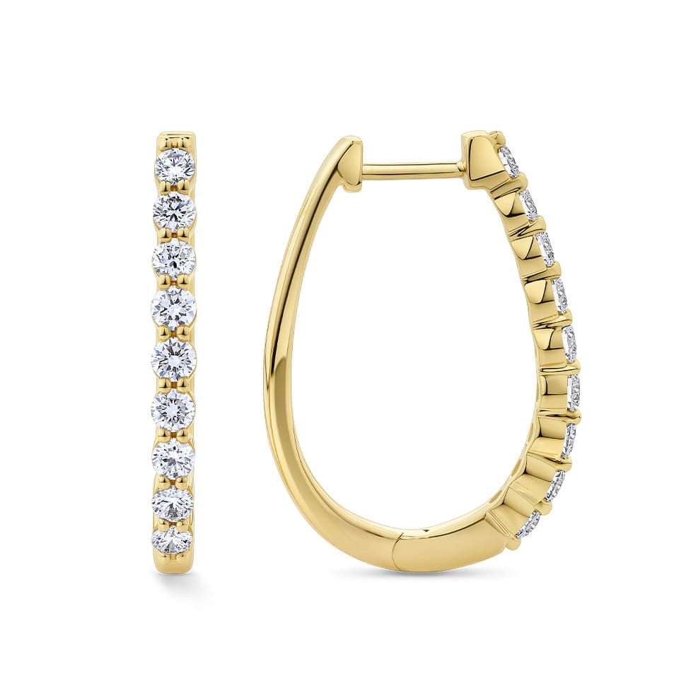 Quintessential 1.00 Carat Oval Diamond Hoop Earrings in 18ct Yellow Gold