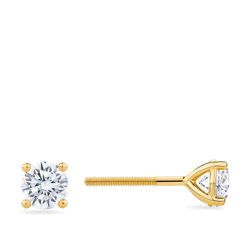1.00 Carat Diamond Earrings in 18ct Yellow Gold