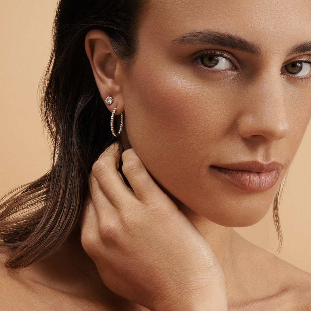 1.00 Carat Diamond Huggie Hoop Earrings in 18ct Yellow Gold