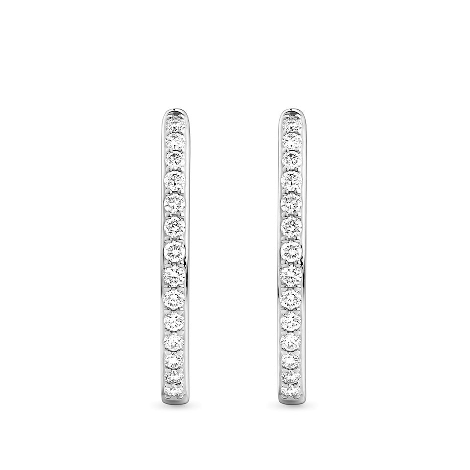 0.50 Carat Diamond Oval Huggie Earrings in 18ct White Gold
