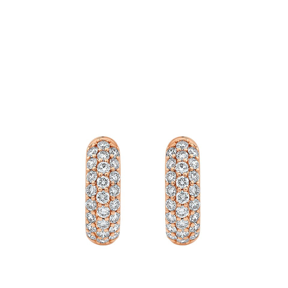 Quintessential 0.50 Carat TW Diamond Pavé Hoop Earrings in 18ct Rose Gold – A Sparkling, Round Diamond Hoop Earrings, Perfect for Gifting, at Hardy Brothers.