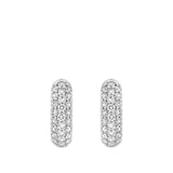 18ct White Gold Huggie Earrings with Pave Set Round Colourless Diamonds