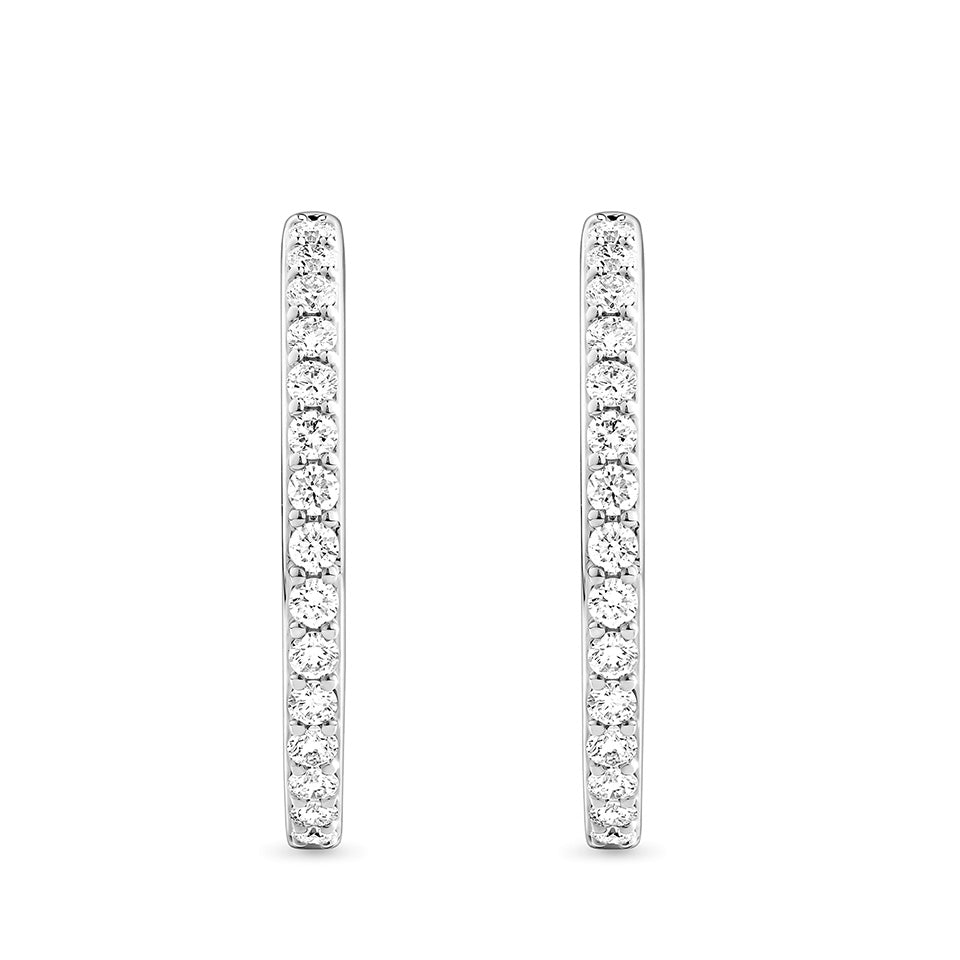 1.00 Carat Diamond Huggie Hoop Earrings in 18ct White Gold