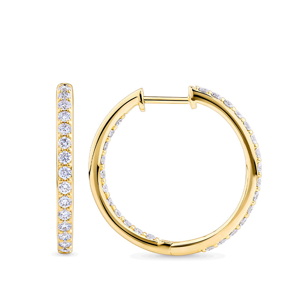 1.00 Carat Diamond Huggie Hoop Earrings in 18ct Yellow Gold