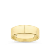 Flat Bevel Solid Wedding Band in 18ct Yellow Gold - 7mm width