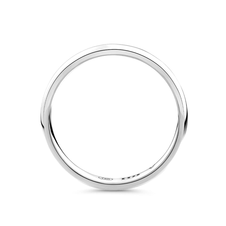 High Dome Solid Wedding Band in 18ct White Gold