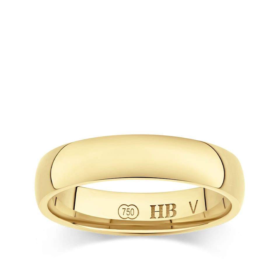 High Dome Solid Wedding Band in 18ct Yellow Gold