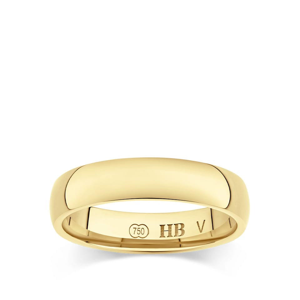 High Dome Solid Wedding Band in 18ct Yellow Gold - 5mm width
