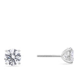 Side view of the 3.00 Carat TW Lab-Grown Diamond Stud Earrings in 18ct white gold by Hardy Brothers, showing the four-claw setting.