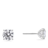 Side view of the 4.00 Carat TW Lab-Grown Diamond Stud Earrings in 18ct white gold by Hardy Brothers, showing the four-claw setting.