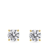 4.00 Carat TW Round Brilliant Cut Lab-Grown Diamond Stud Earrings in 18ct yellow gold from Hardy Brothers Jewellers, shown front-on as a pair.