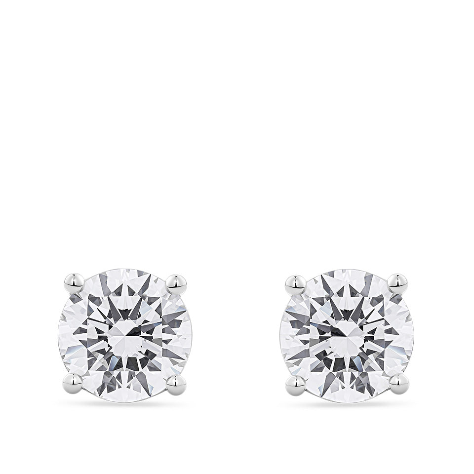 5.00 Carat TW Lab-Grown Diamond Stud Earrings in 18ct white gold from Hardy Brothers, shown front-on as a pair.
