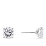 Side view of the 5.00 Carat TW Lab-Grown Diamond Stud Earrings in 18ct white gold by Hardy Brothers, showing the four-claw setting.