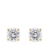 5.00 Carat TW Round Brilliant Cut Lab-Grown Diamond Stud Earrings in 18ct yellow gold from Hardy Brothers Jewellers, shown front-on as a pair.