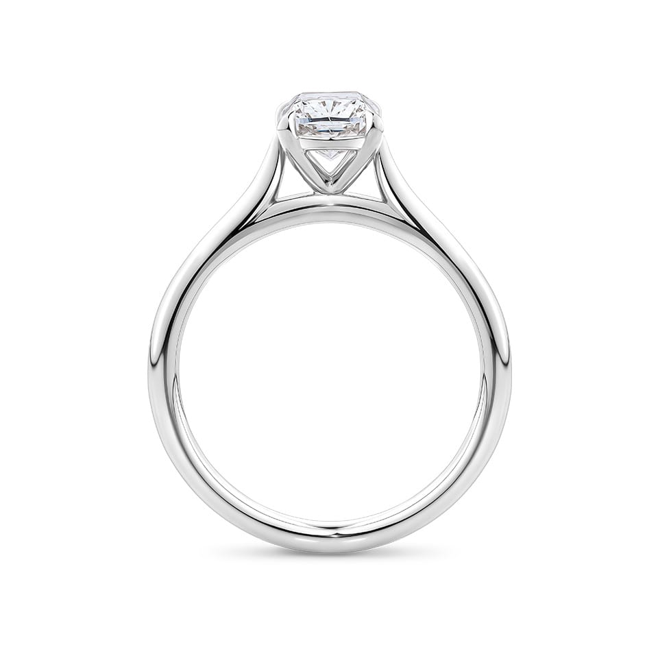 Long Cushion Cut Engagement Ring in 18ct White Gold