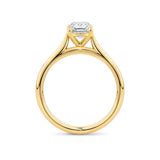 Long Cushion Cut Engagement Ring in 18ct Yellow Gold