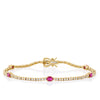 1.55 Carat Ruby and Diamond Oval Bracelet in 18ct Yellow Gold