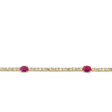 1.55 Carat Ruby and Diamond Oval Bracelet in 18ct Yellow Gold