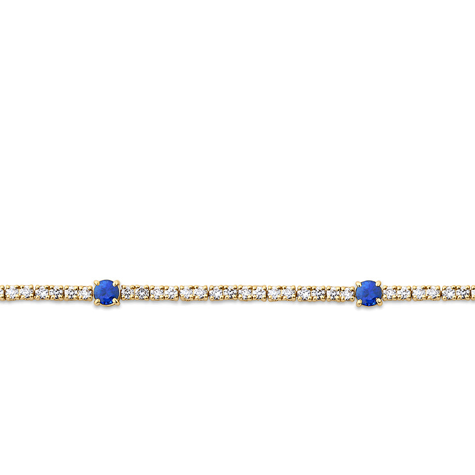 1.47 Carat Sapphire and Diamond Bracelet in 18ct Yellow Gold