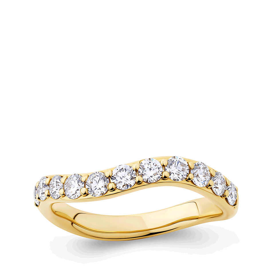 0.75 Carat Diamond Wave Ring in 18ct Yellow Gold