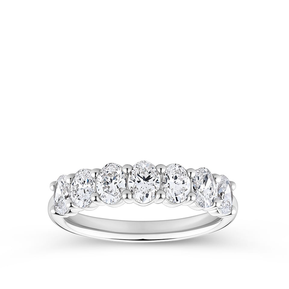 1.45 Carat Oval Cut Diamond Half Eternity Ring in 18ct White Gold