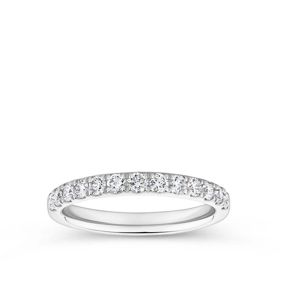 0.52 Carat Diamond Pave Wedding Band in 18ct White Gold