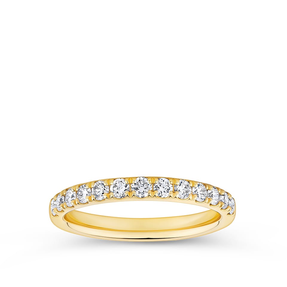 0.52 Carat Diamond Pave Wedding Band in 18ct Yellow Gold