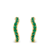 0.73 Carat Emerald Wave Hoop Earrings in 18ct Yellow Gold