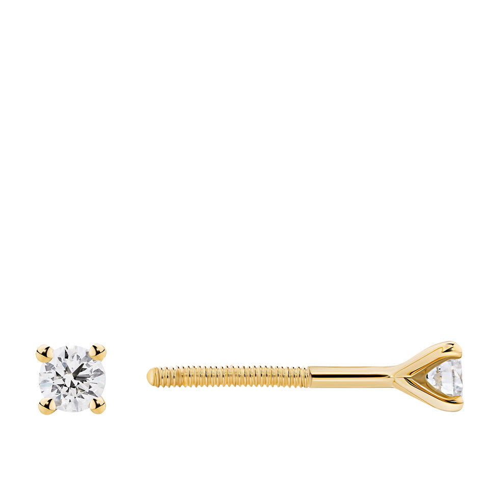 0.20 Carat Diamond Solitaire Earrings in 18ct Yellow Gold