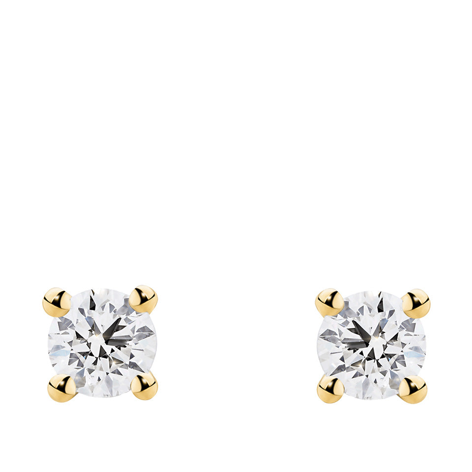 0.20 Carat Diamond Solitaire Earrings in 18ct Yellow Gold
