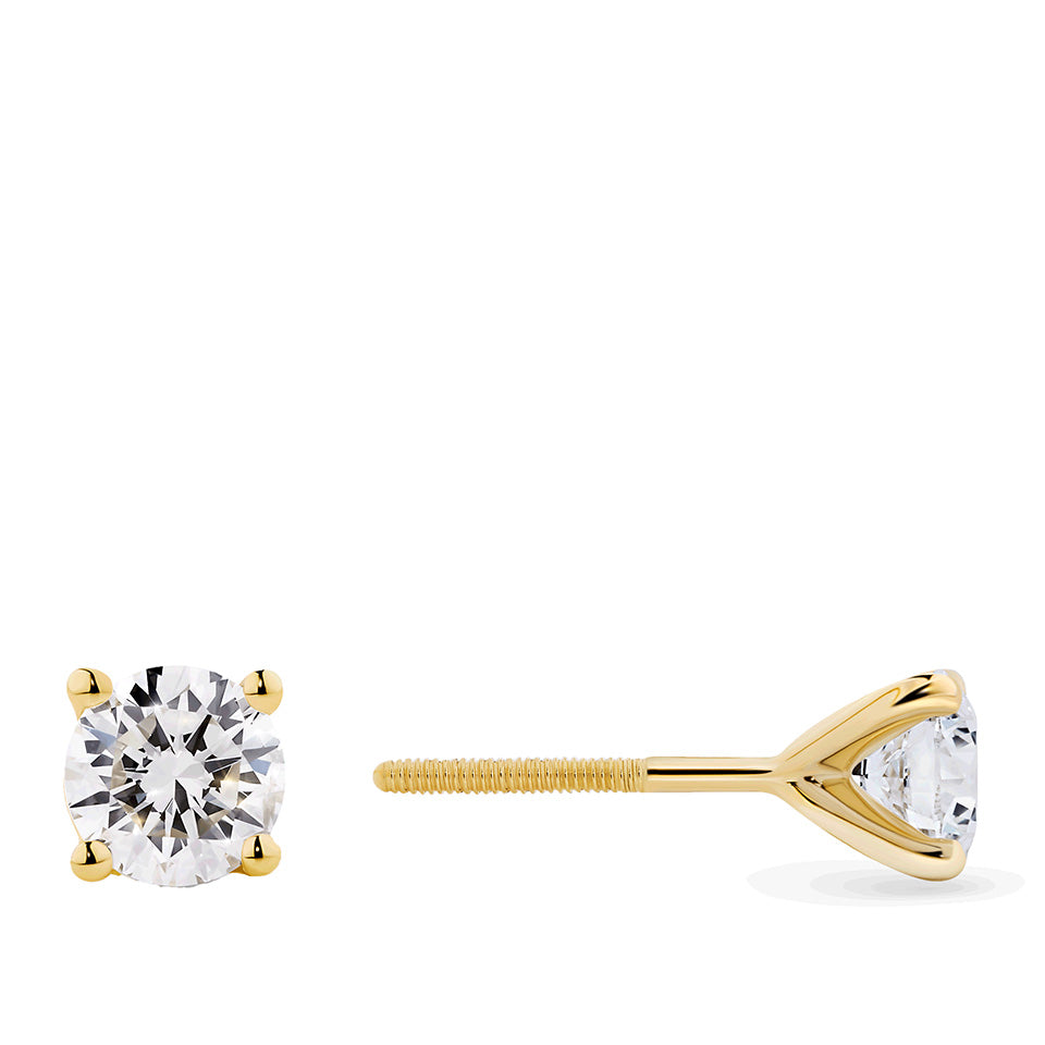 1.40 Carat Diamond Solitaire Earrings in 18ct Yellow Gold