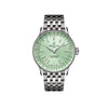 Breitling Navitimer Automatic 36mm Watch A17327361L1A1 displays its mint green dial with the beaded bezel and iconic circular slide rule that gives the Navitimer its unmistakable appearance. The stainless steel case is sized at 36mm for a versatile, jewellery-like appeal.