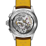 Breitling Premier B15 Duograph 42mm Watch AB1510171C1P1 features a screwed-in sapphire crystal case back revealing the manually wound Breitling Manufacture Caliber B15 movement. The case back sits within the 42mm stainless steel case, measuring 15.35mm in thickness.