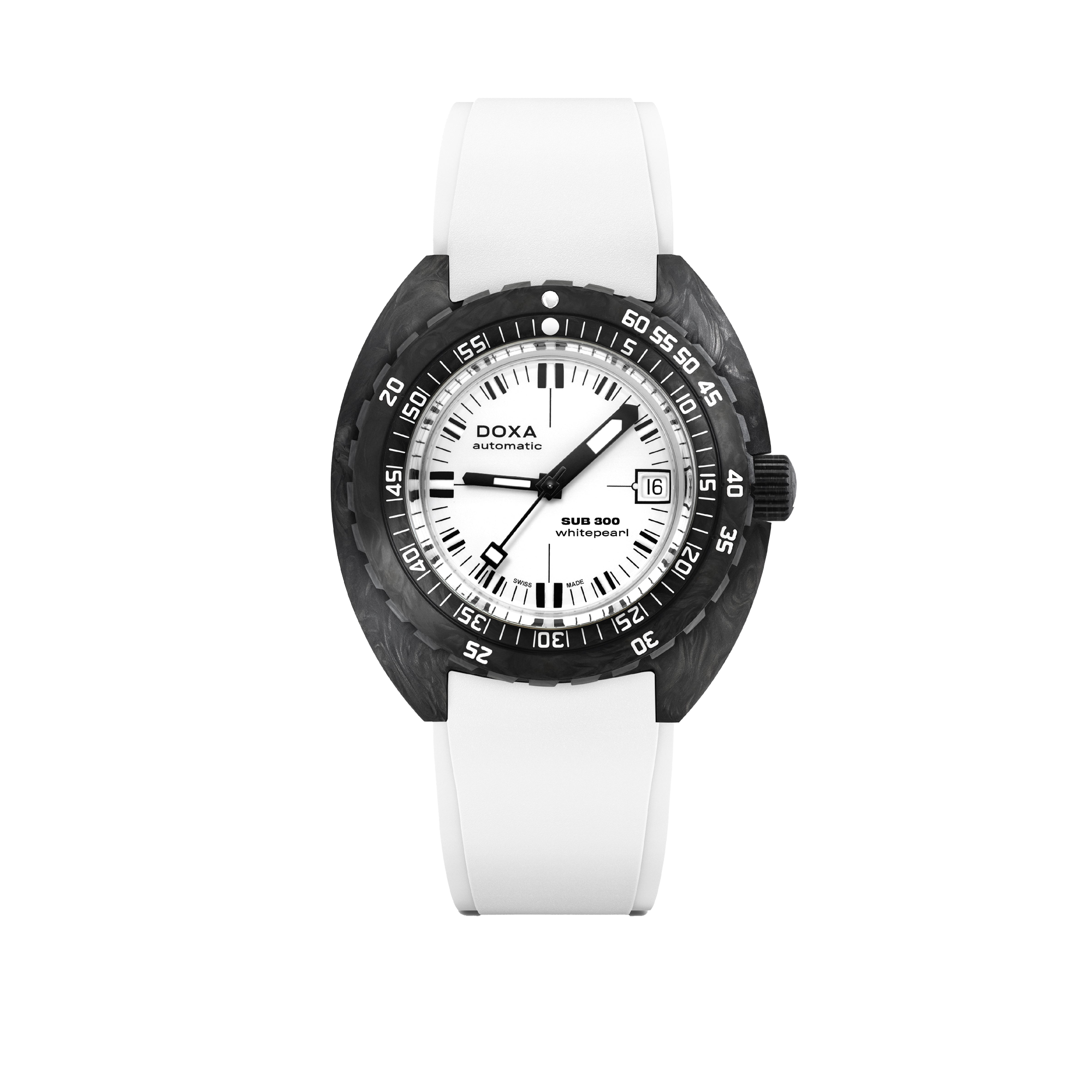 DOXA SUB 300 Carbon Whitepearl Rubber Strap 822.70.011.23