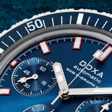 DOXA SUB 200 C-GRAPH II Caribbean Automatic Chronograph 42mm Watch 797.10.201.10 - close up of dial