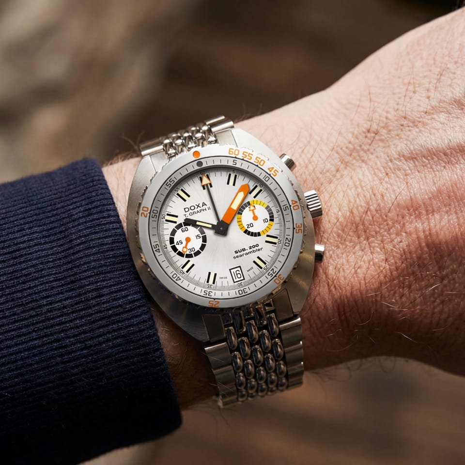 DOXA SUB 200 T-GRAPH II Searambler Automatic Chronograph 42mm Watch 806.10.021.10 - on wrist