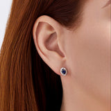 Oval Cut Sapphire and Alternating Diamond Stud Earrings in 18ct White Gold