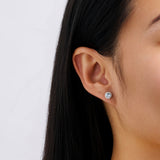 Halo Aquamarine and Diamond Stud Earrings in 18ct White Gold