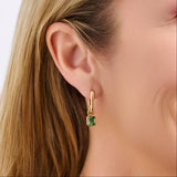Emerald Cut Green Tourmaline Drop Earrings in 18ct Yellow Gold